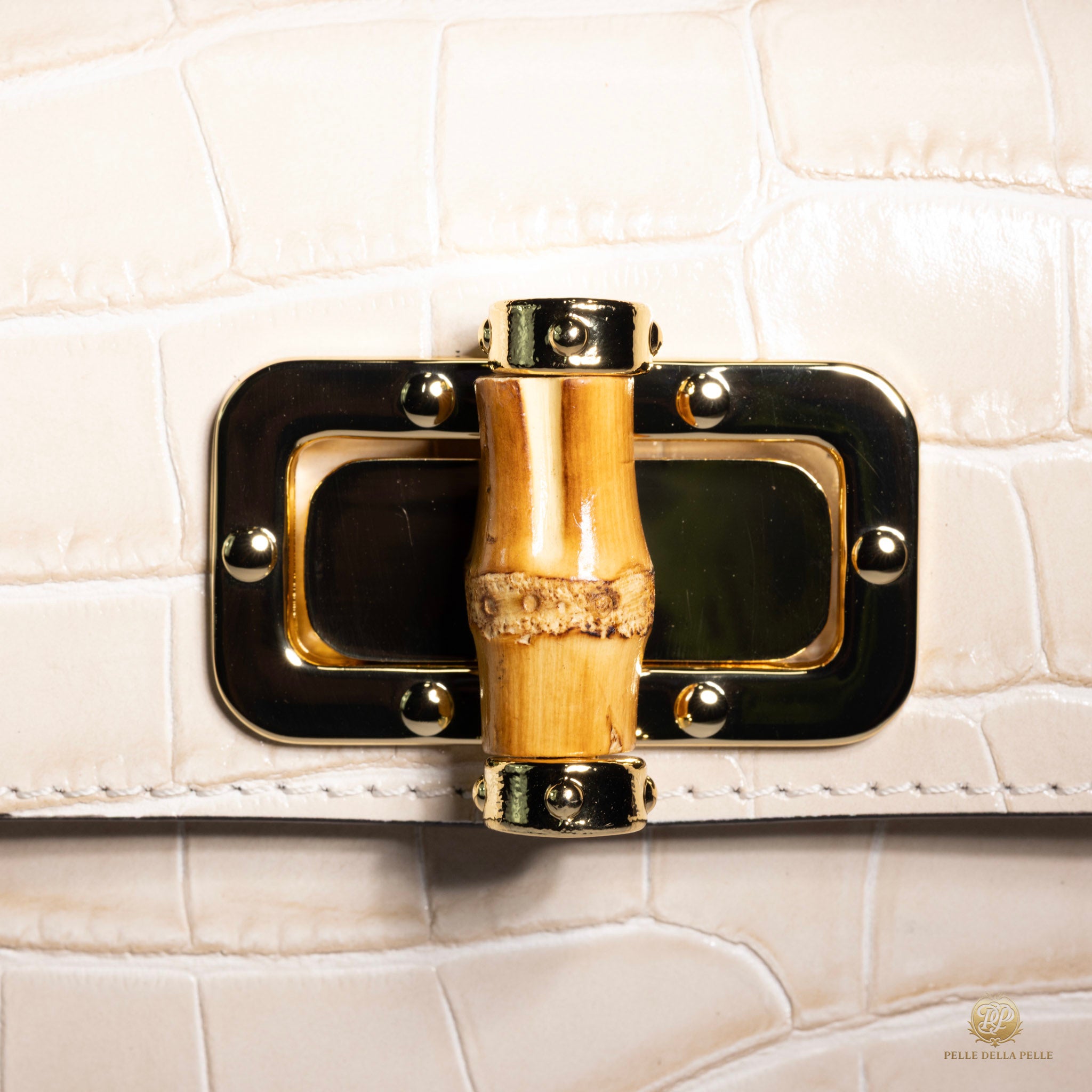 Canne Mini Bag – Croc-Embossed Leather with Bamboo Handle