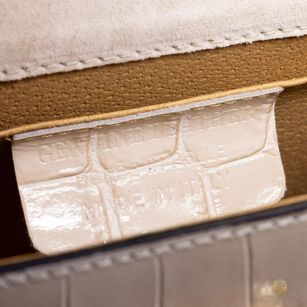 Canne Mini Bag – Croc-Embossed Leather with Bamboo Handle