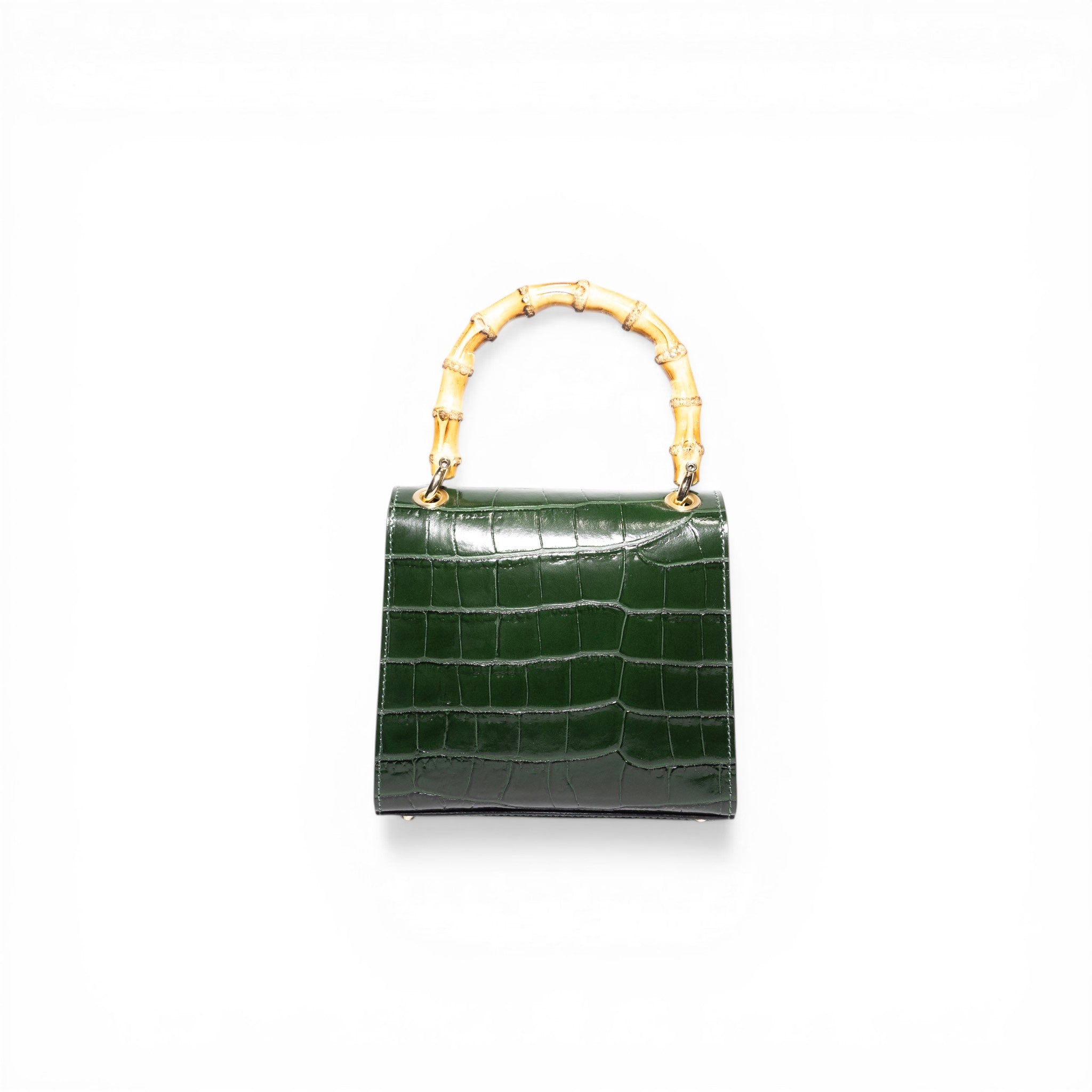 Canne Mini Bag – Croc-Embossed Leather with Bamboo Handle