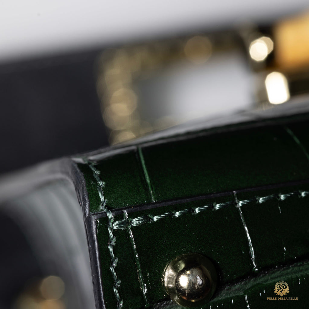 Canne Mini Bag – Croc-Embossed Leather with Bamboo Handle