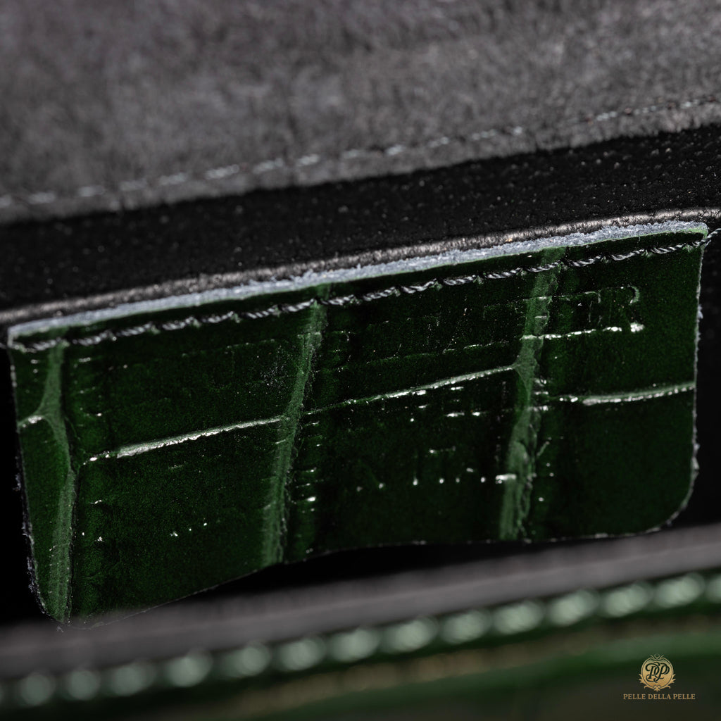Canne Mini Bag – Croc-Embossed Leather with Bamboo Handle