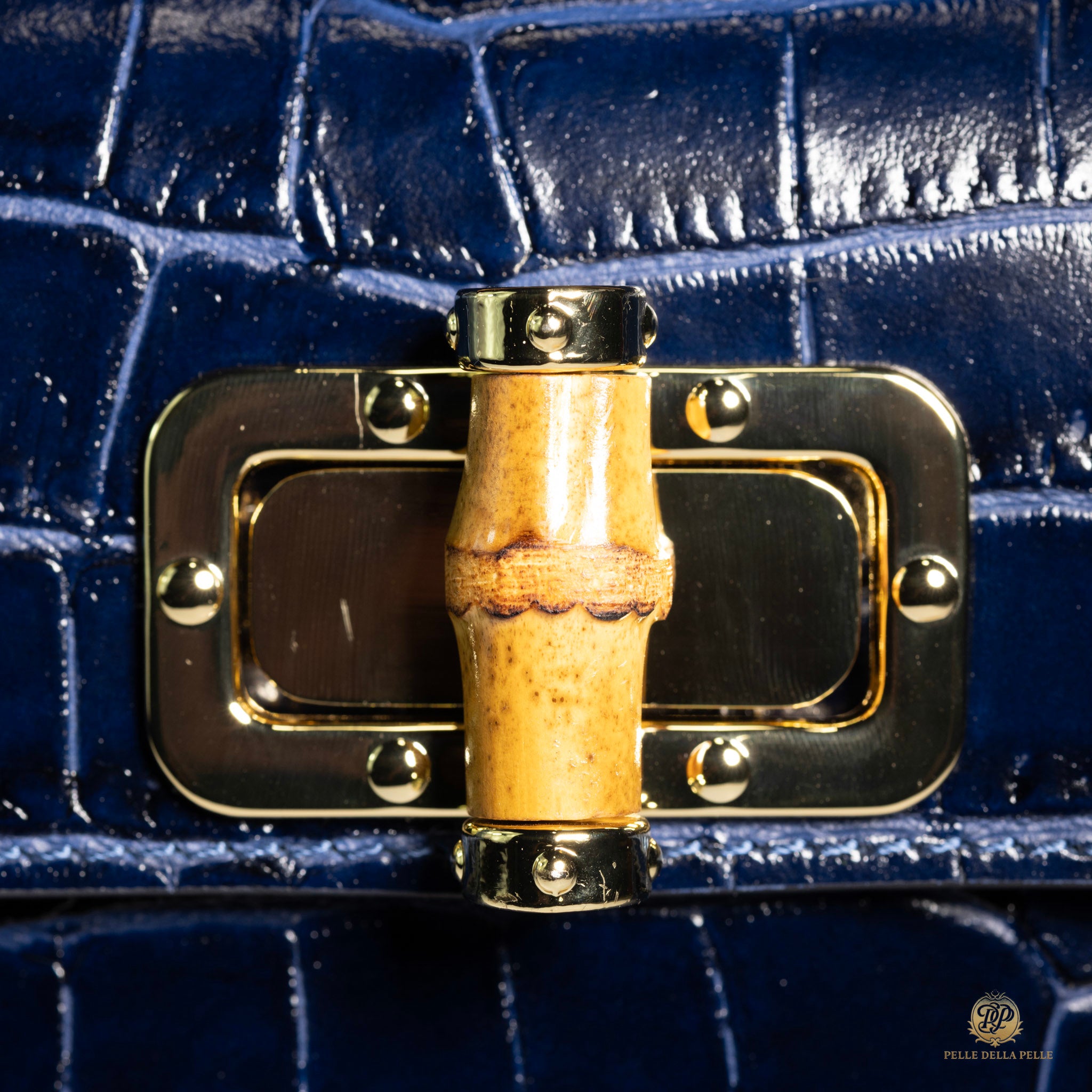 Canne Mini Bag – Croc-Embossed Leather with Bamboo Handle