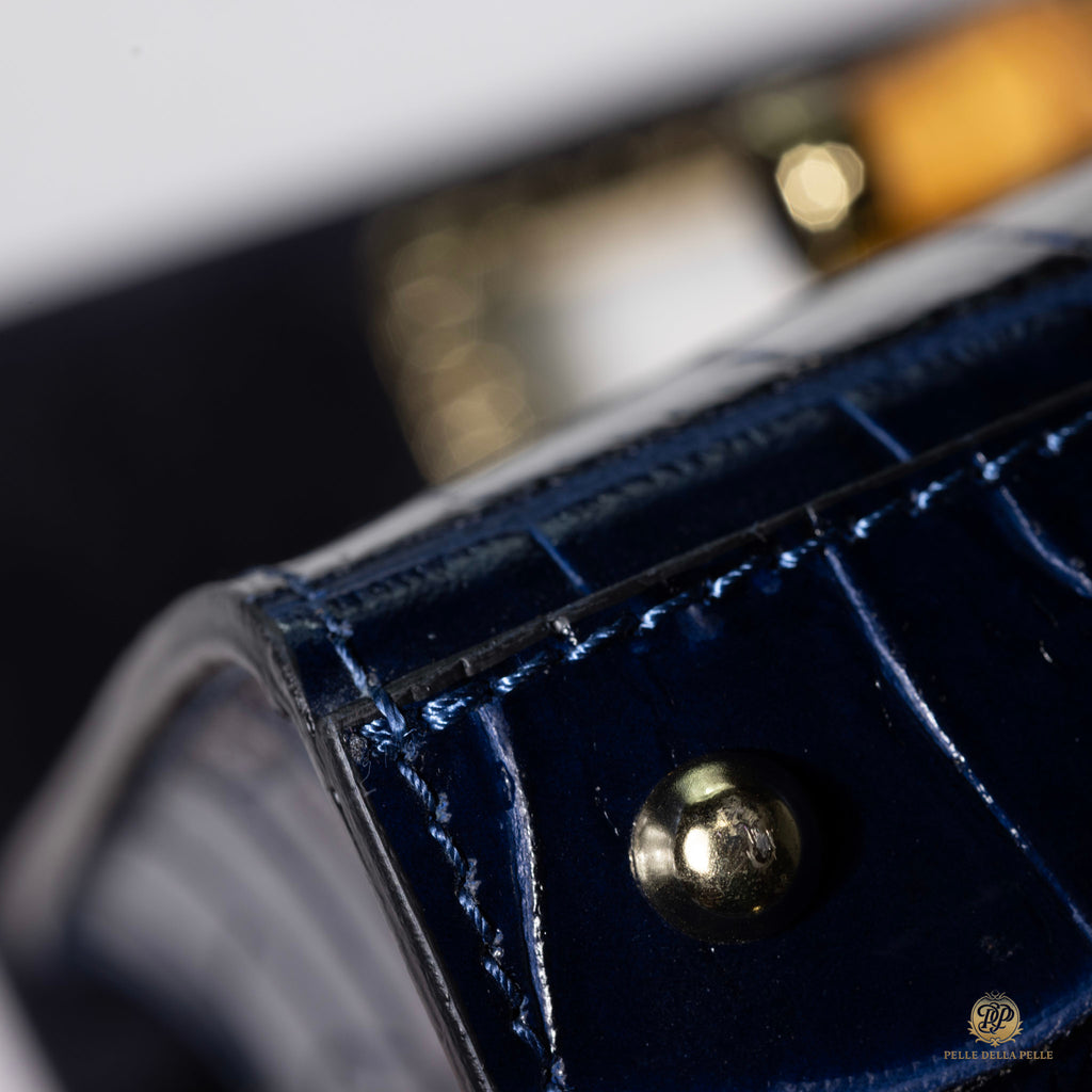 Canne Mini Bag – Croc-Embossed Leather with Bamboo Handle