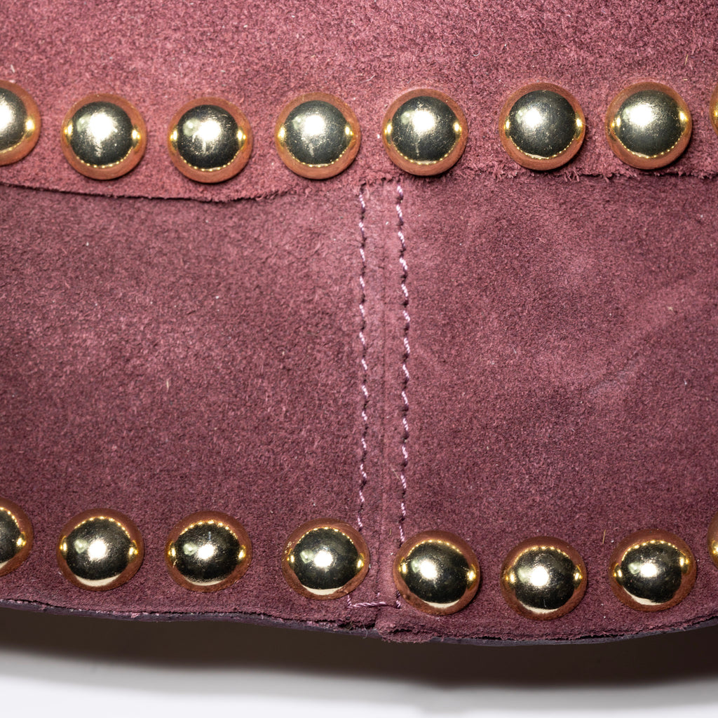 Ribelle Italian Suede Fringe Bag – Studded Leather Hobo Shoulder