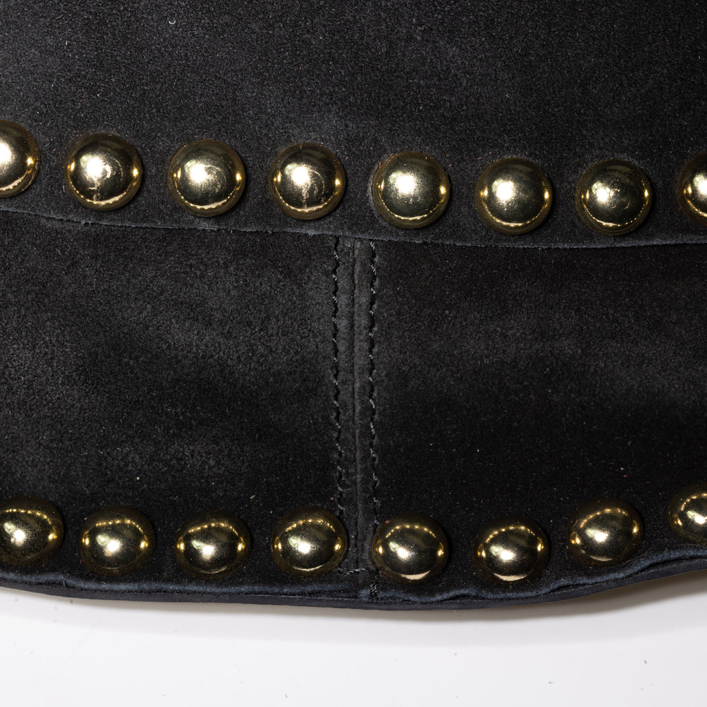 Ribelle Italian Suede Fringe Bag – Studded Leather Hobo Shoulder