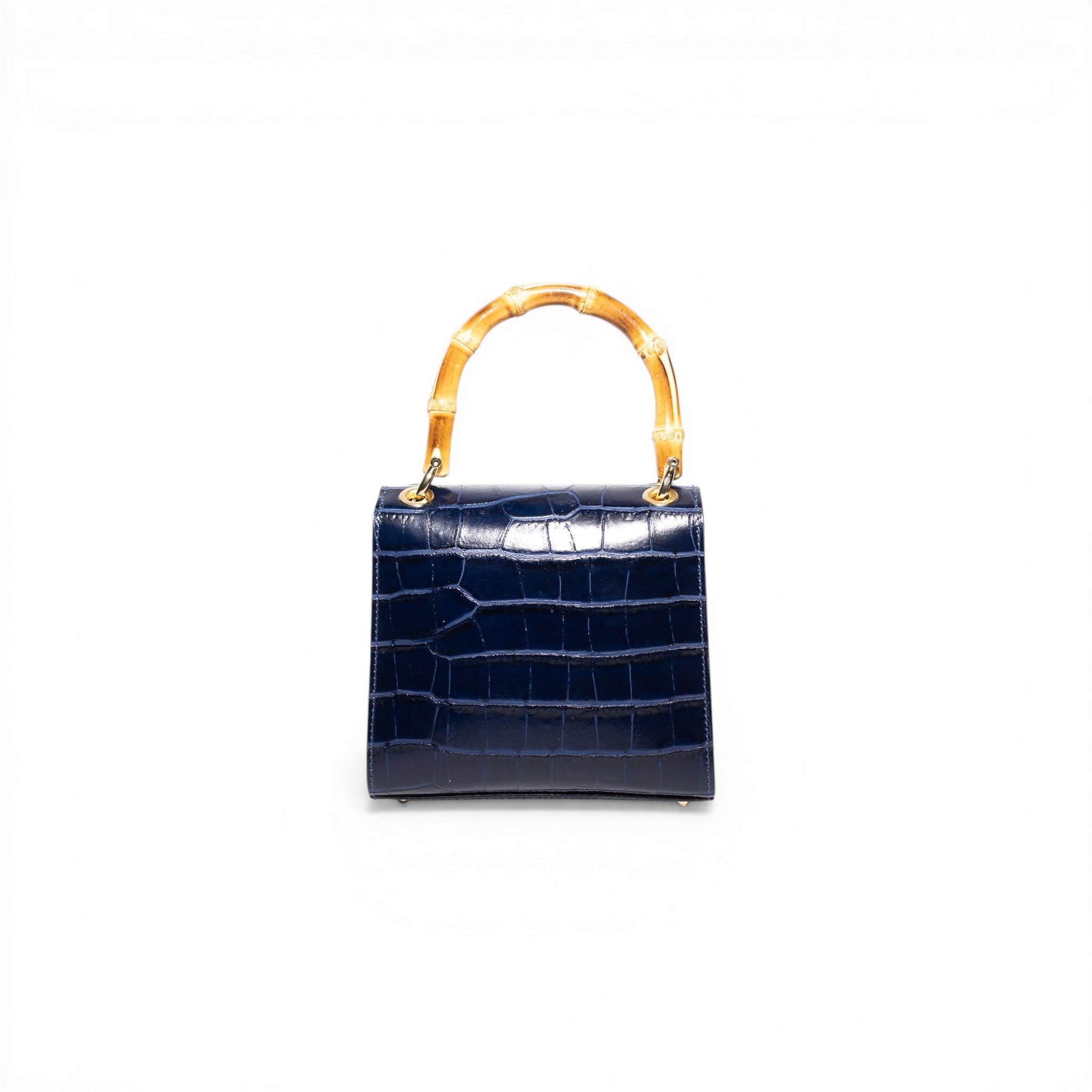 Canne Mini Bag – Croc-Embossed Leather with Bamboo Handle
