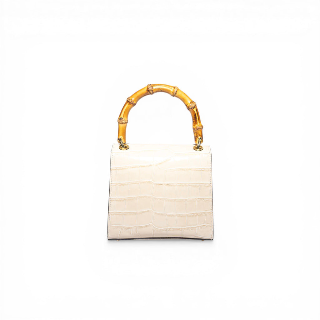 Canne Mini Bag – Croc-Embossed Leather with Bamboo Handle