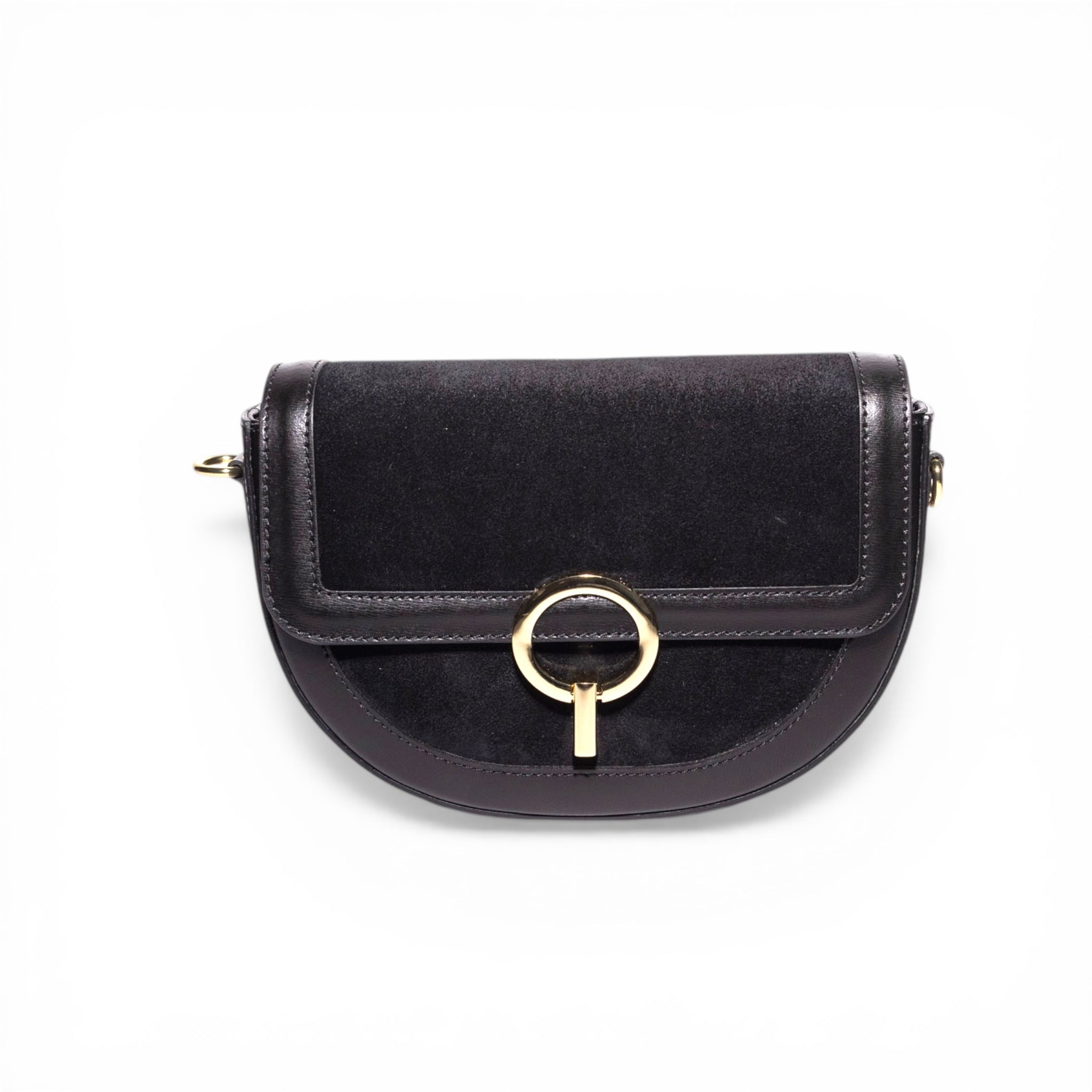 italian suede leather crossbody bag front view