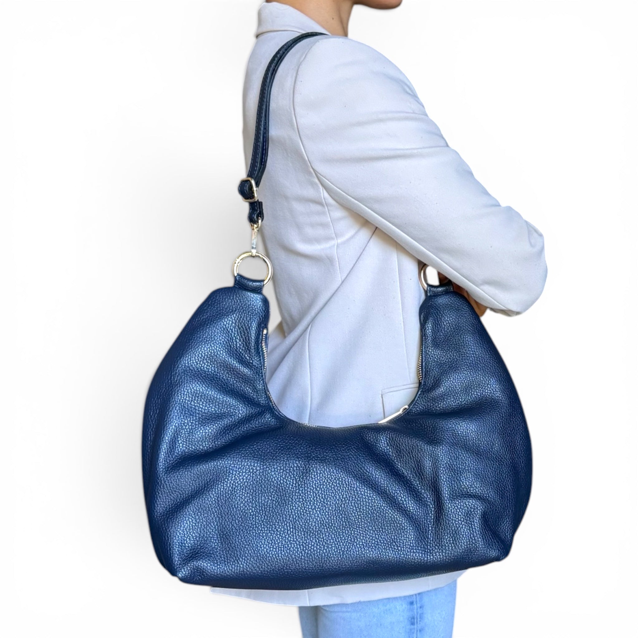 Luxury Italian Leather Hobo Bag with a versatile convertible design