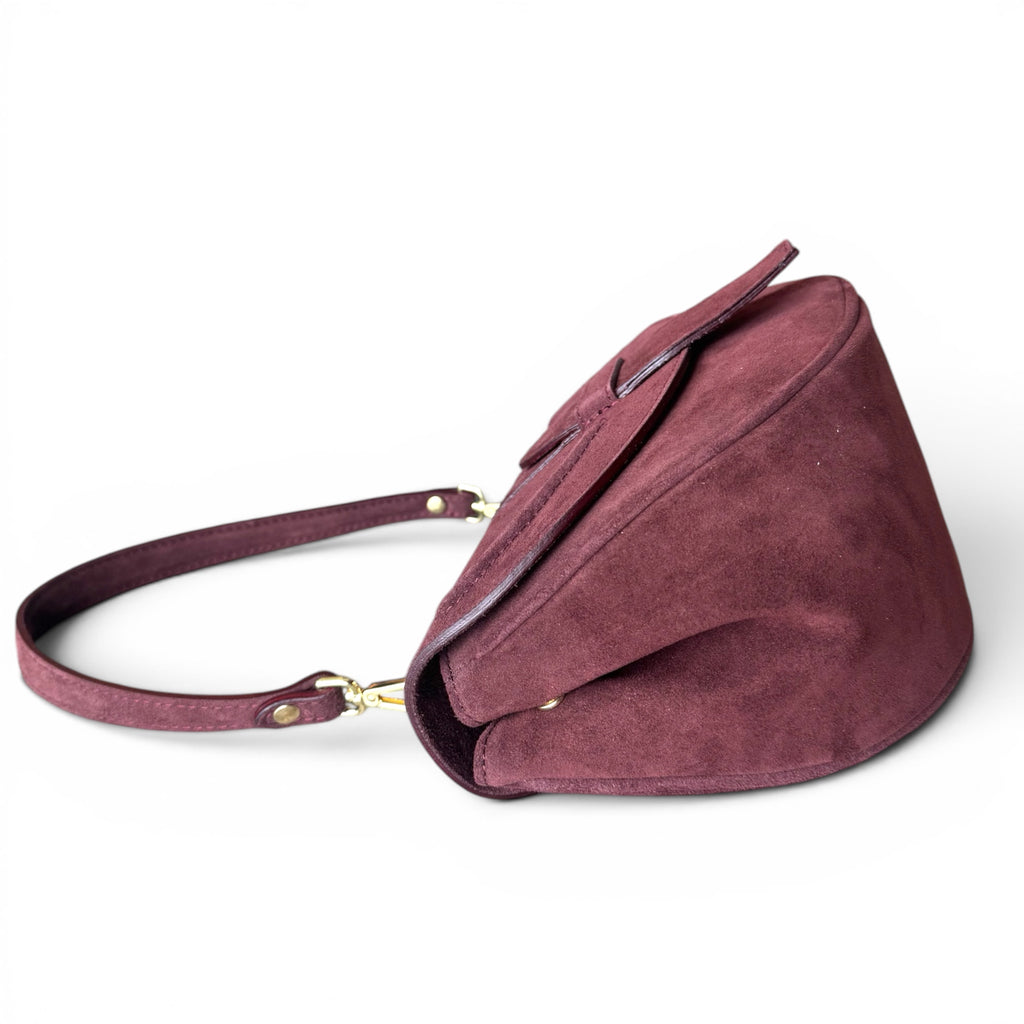 Giulietta Italian Suede Crescent Shoulder Bag – Structured Luxury Handbag Made in Italy