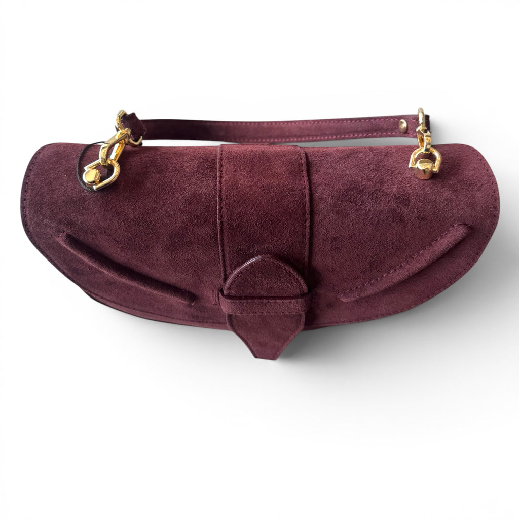 Giulietta Italian Suede Crescent Shoulder Bag – Structured Luxury Handbag Made in Italy