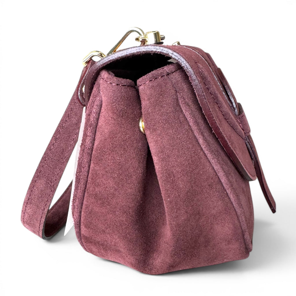 Giulietta Italian Suede Crescent Shoulder Bag – Structured Luxury Handbag Made in Italy