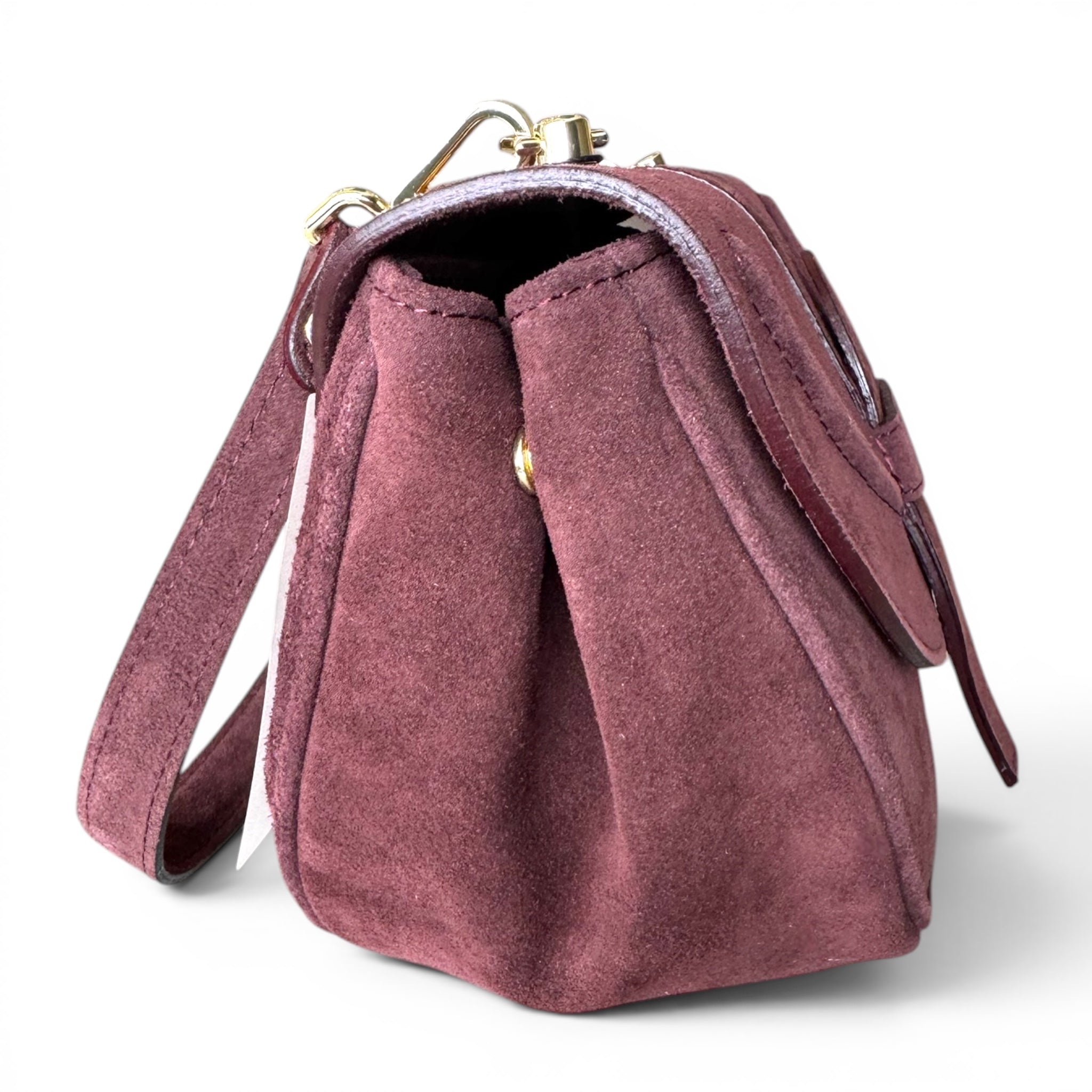 Giulietta Italian Suede Crescent Shoulder Bag – Structured Luxury Handbag Made in Italy