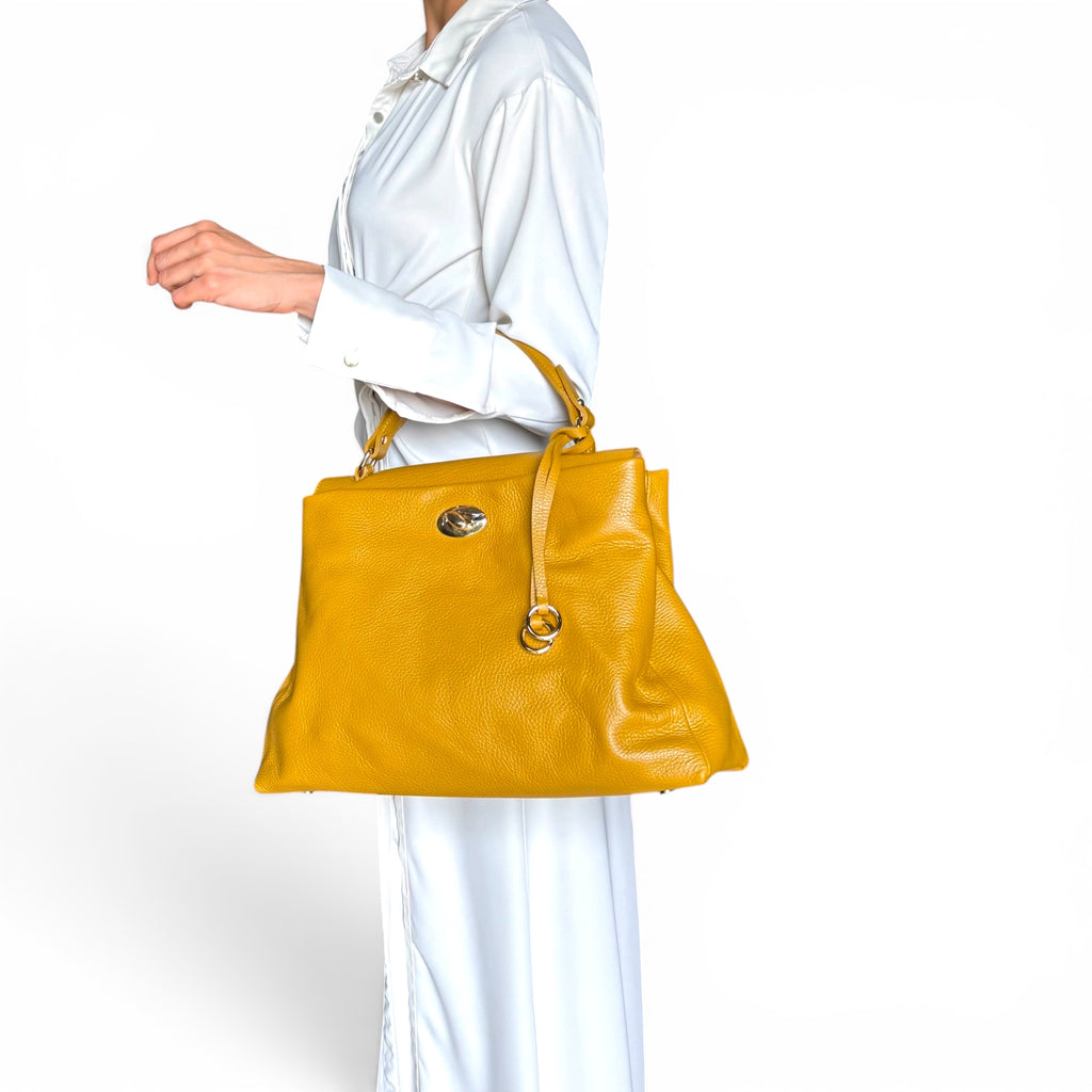 Italian Leather Top Handle Bag – Soft Minimalist Luxury Handbag Made in Italy