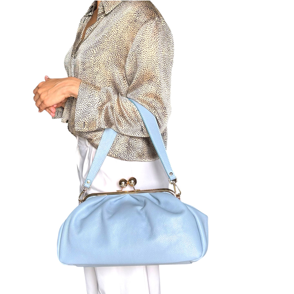 AURORA – Italian Leather Kiss Lock Frame Bag