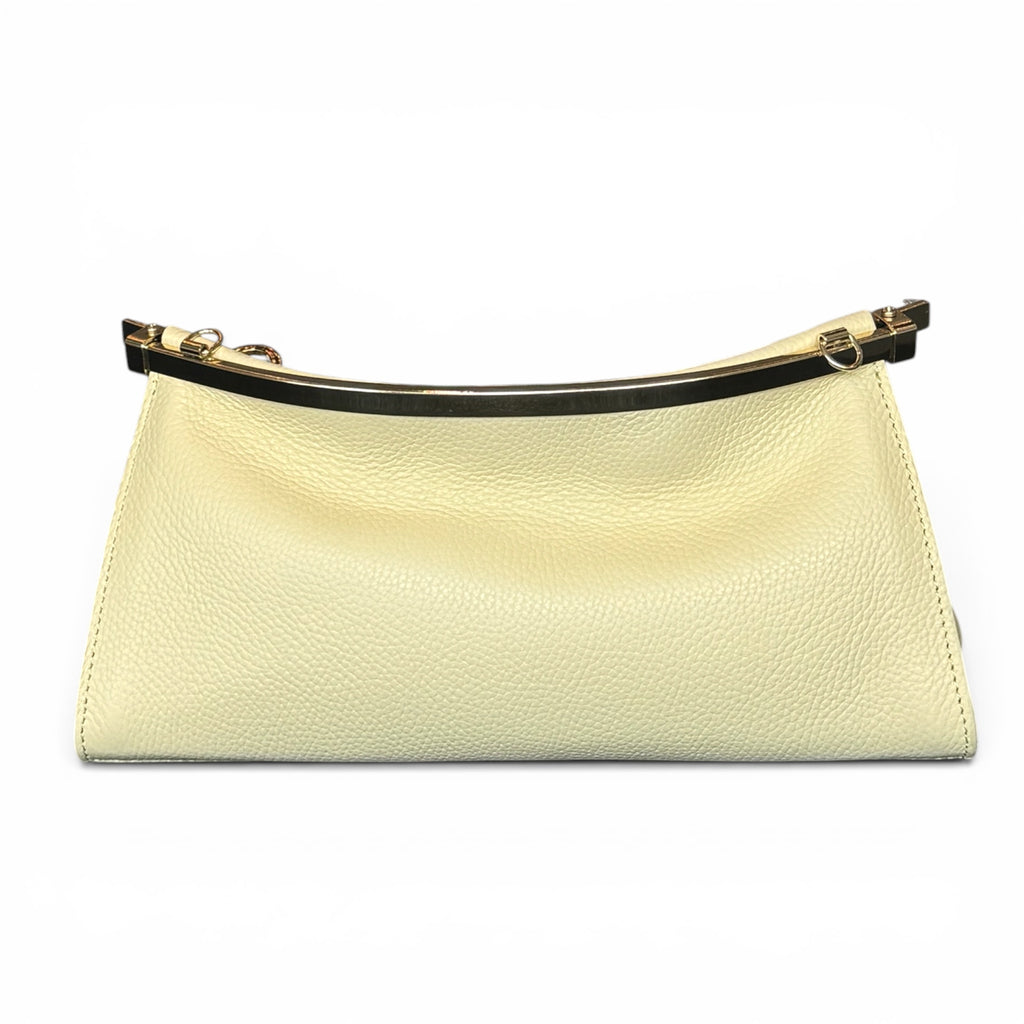 Luxury butter cream leather handbag with gold-tone hardware