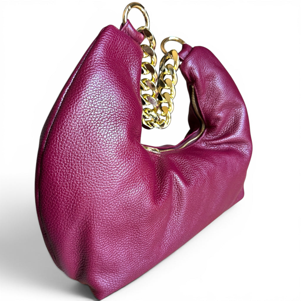 Fiorenza burgundy 
Italian leather hobo bag with soft slouchy silhouette