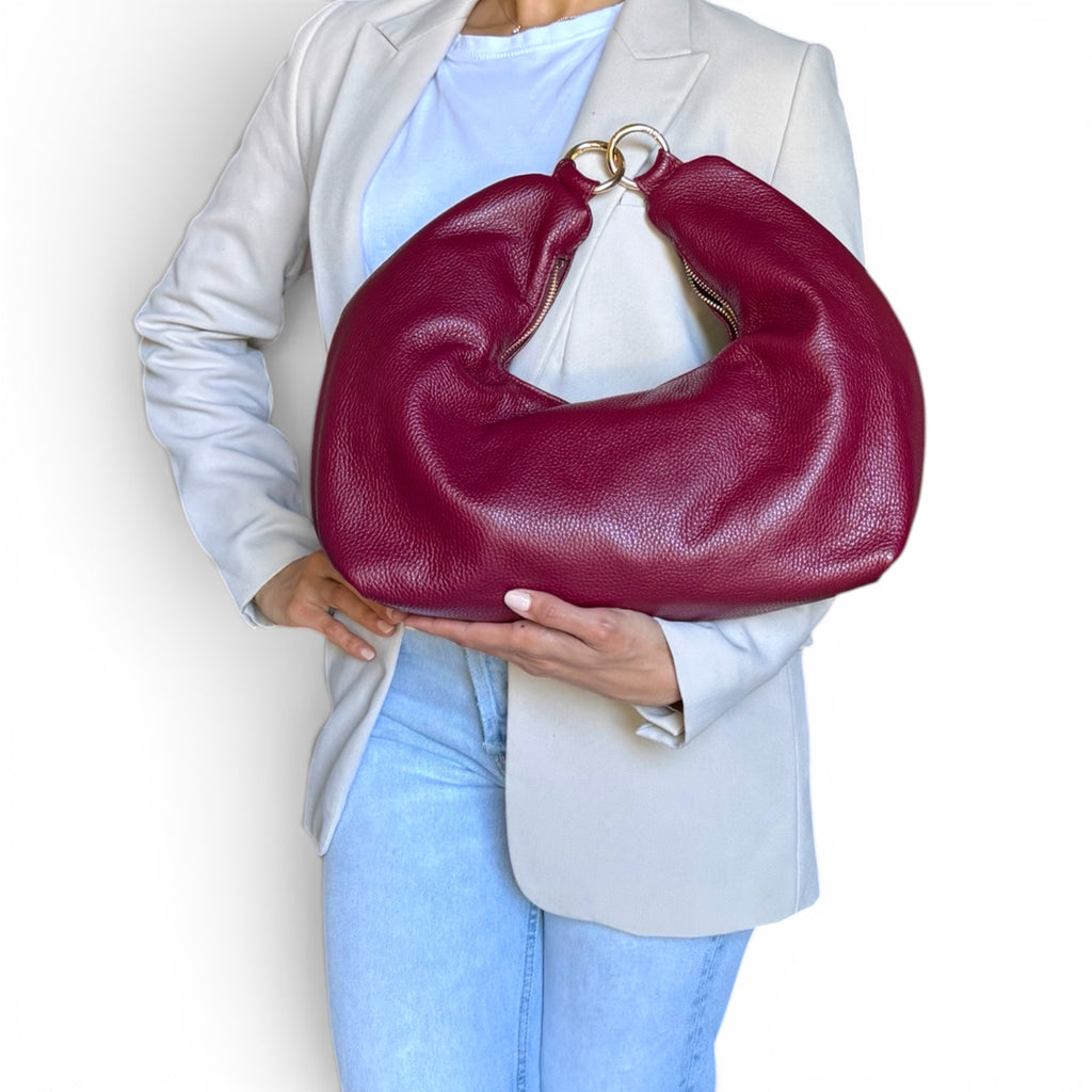 Convertible Italian Leather Hobo Bag handcrafted in Italy
