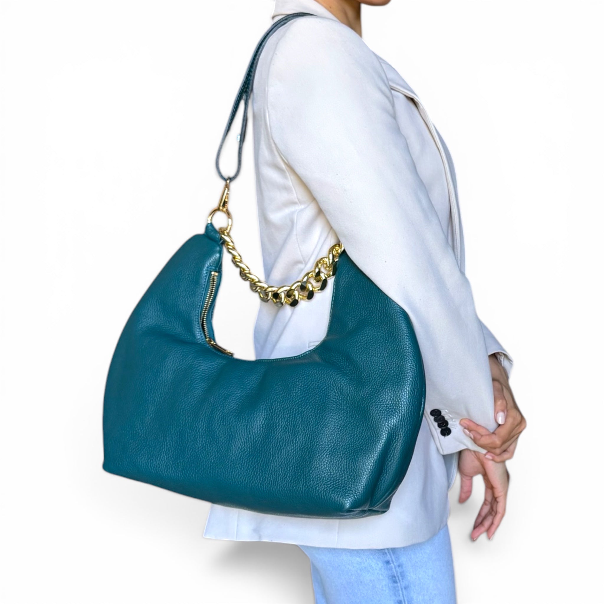 Convertible Italian Leather Hobo Bag handcrafted in Italy
