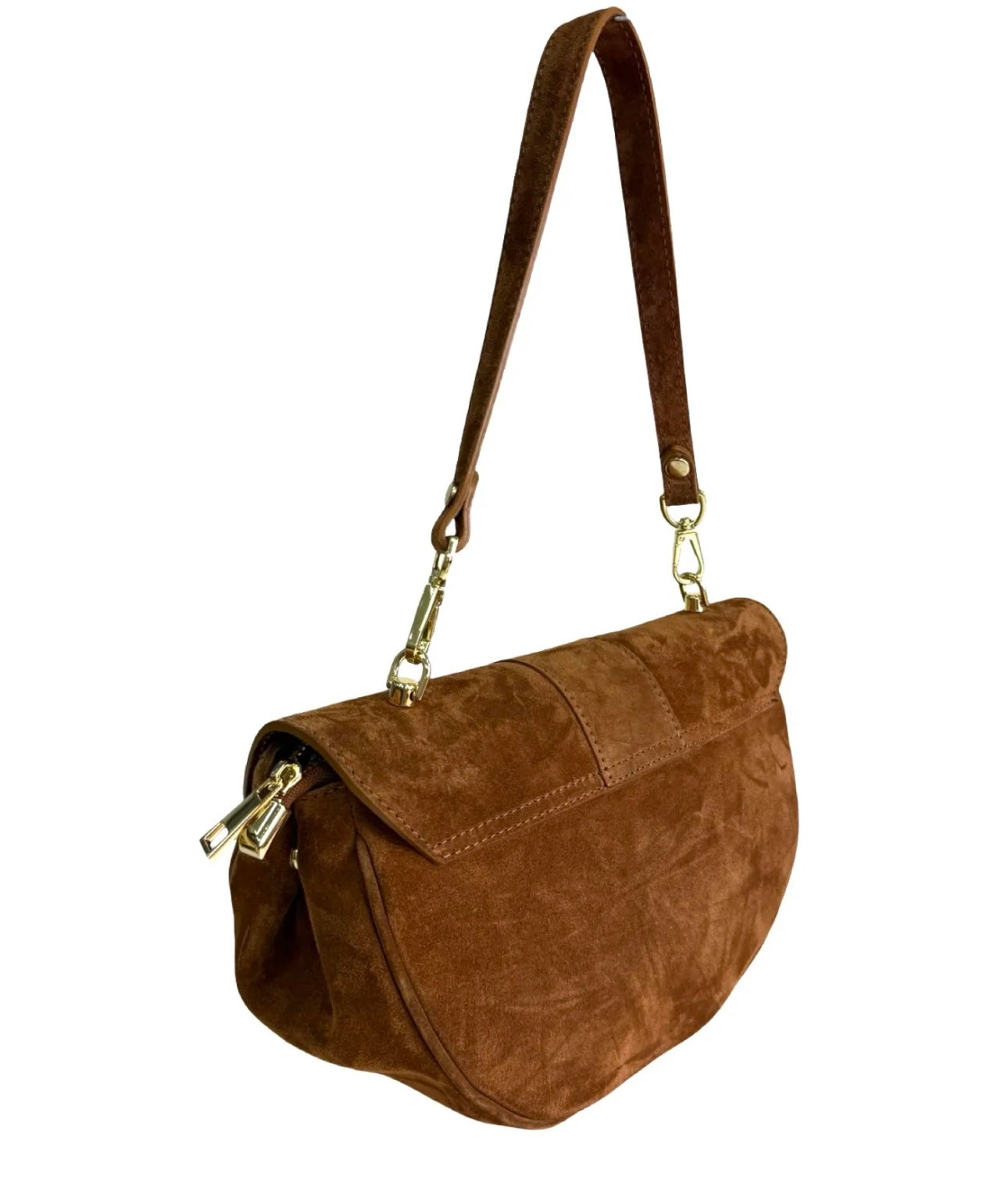 Giulietta Camel Italian Suede Bag Back View