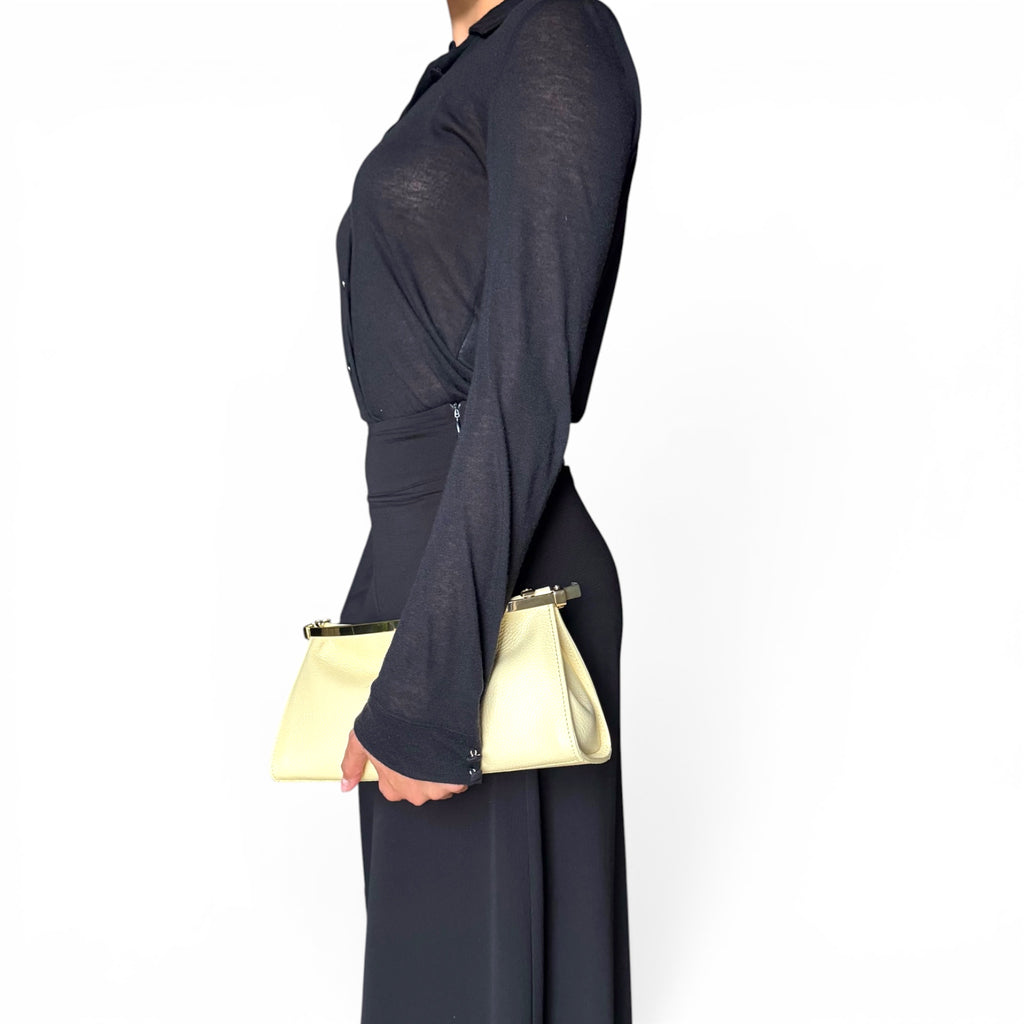 Handmade Italian leather east-west shoulder bag made in Italy
