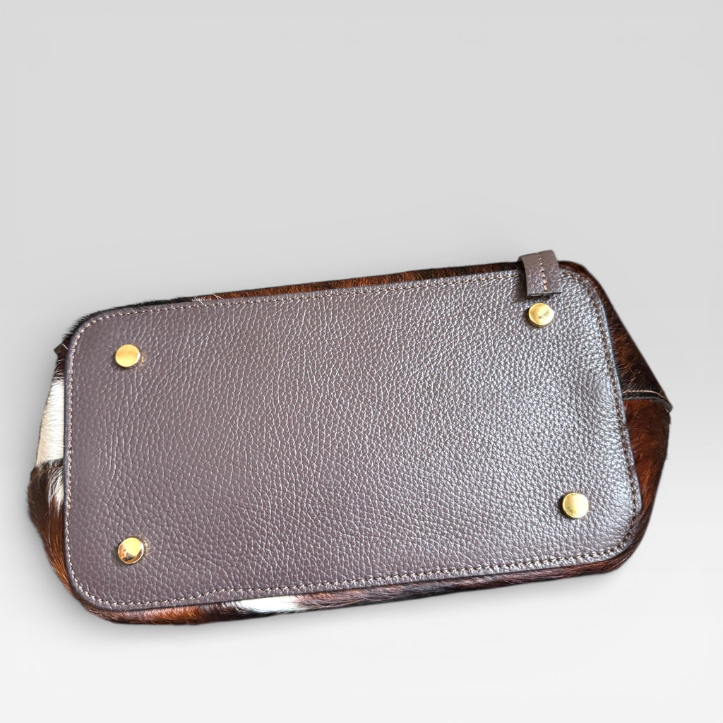 Luxury Italian hair calf leather tote bag handcrafted in Italy