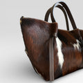 Italian hair calf leather tote bag handcrafted in Italy with genuine leather and double top handles