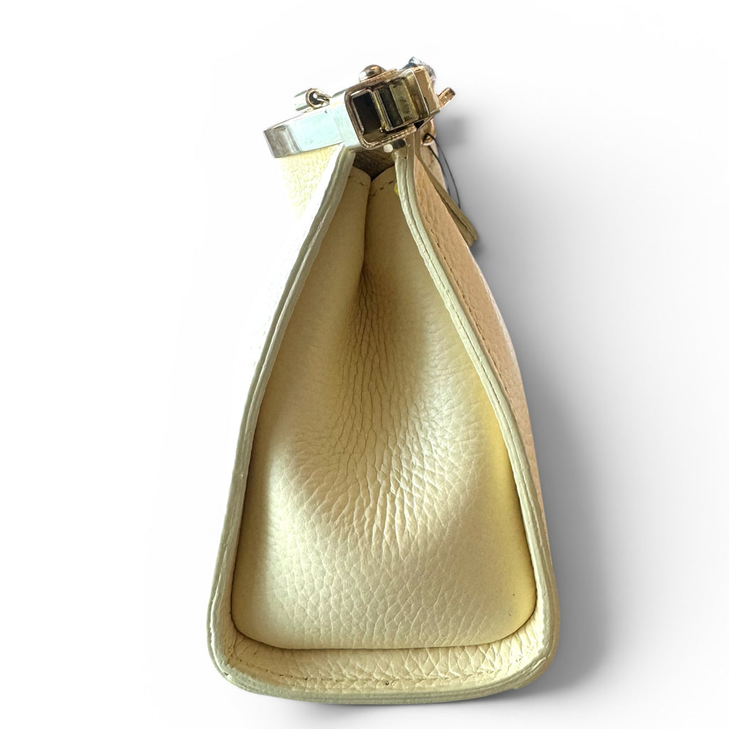 Italian leather east-west bag side profile view