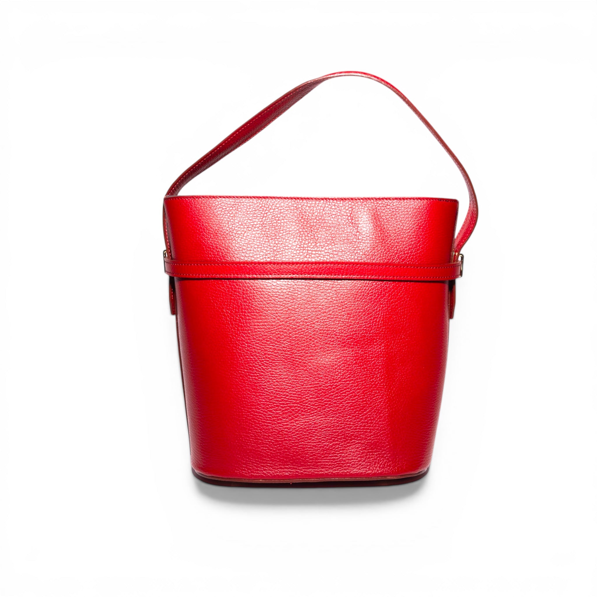 italian leather bucket bag structured back view