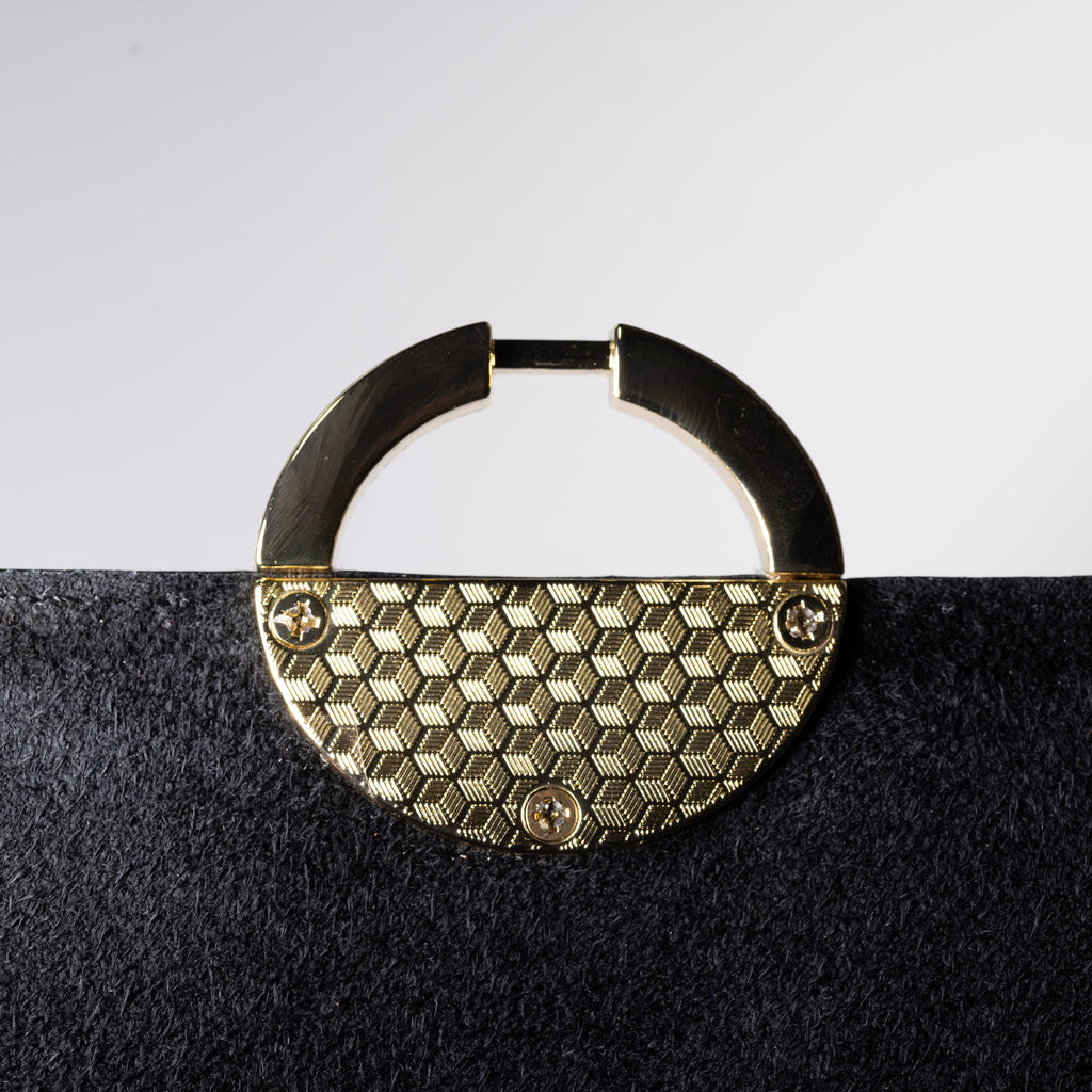 italian leather crossbody bag close up Gold geometric-patterned 