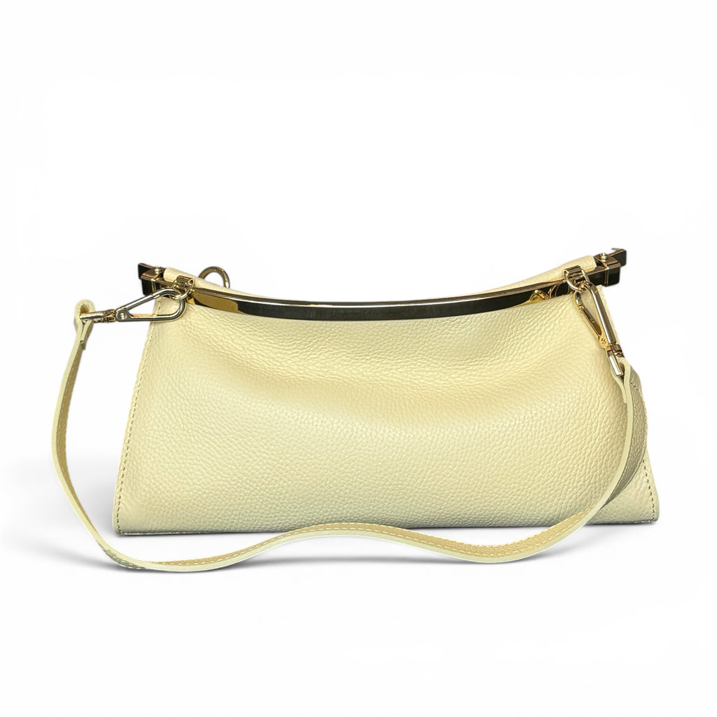 Italian leather east-west bag side profile view
