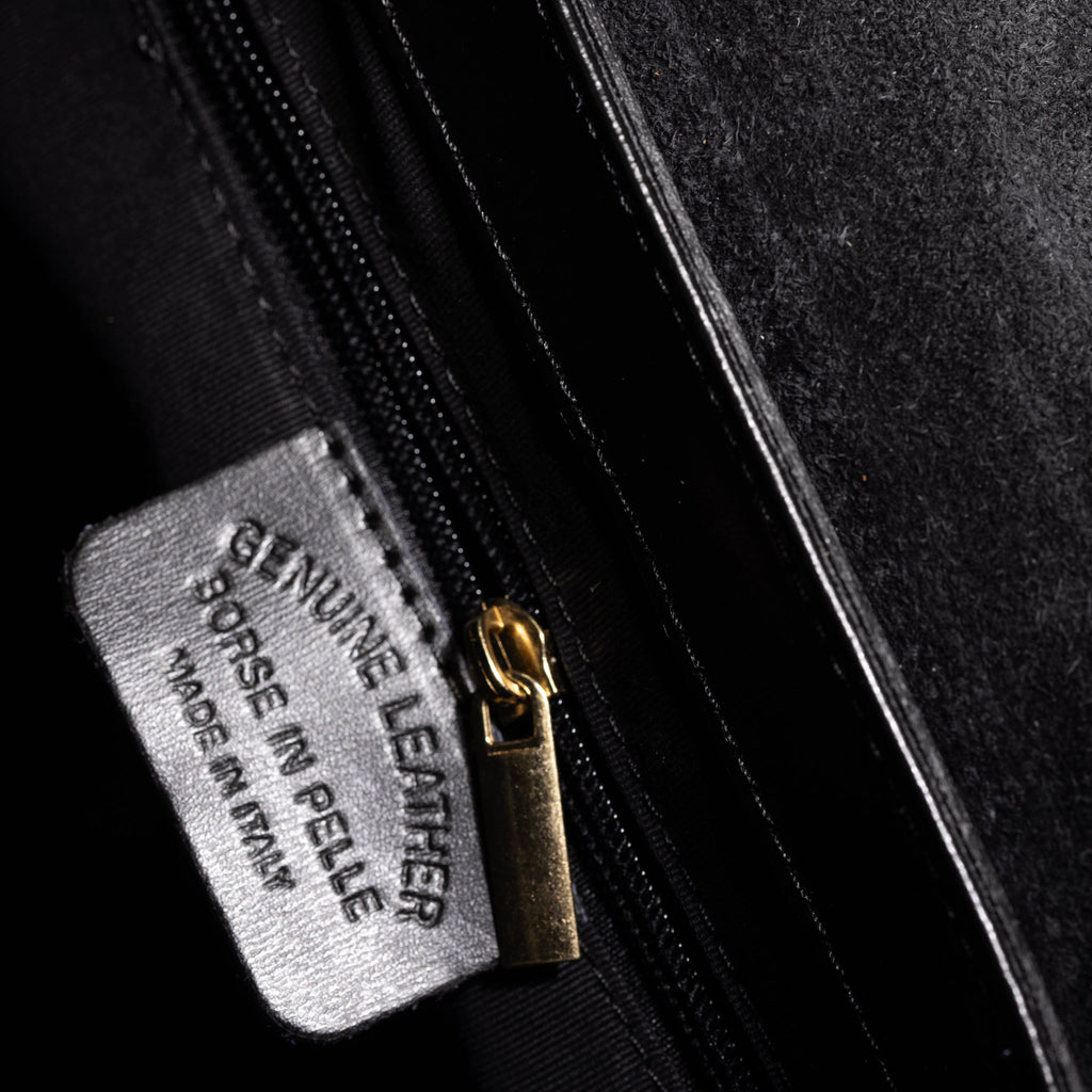 black suede structured handbag