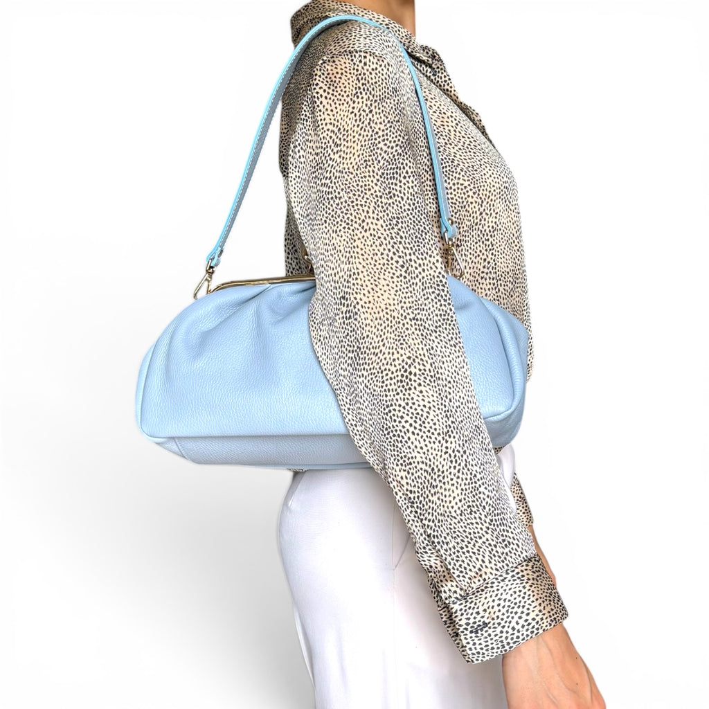 Quiet luxury Italian leather kiss lock bag