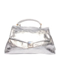 Metallic Italian leather top handle handbag handmade in Italy
