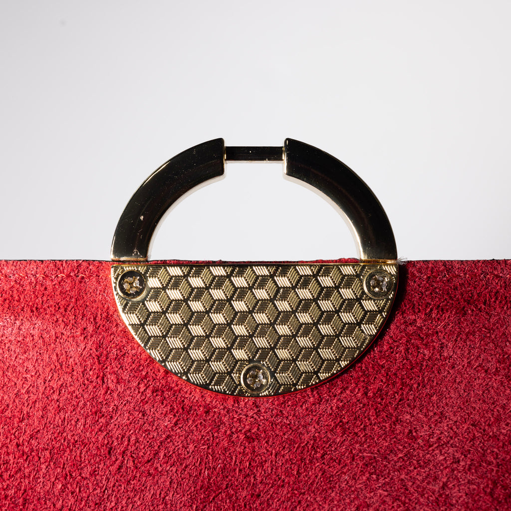 red suede luxury crossbody purse