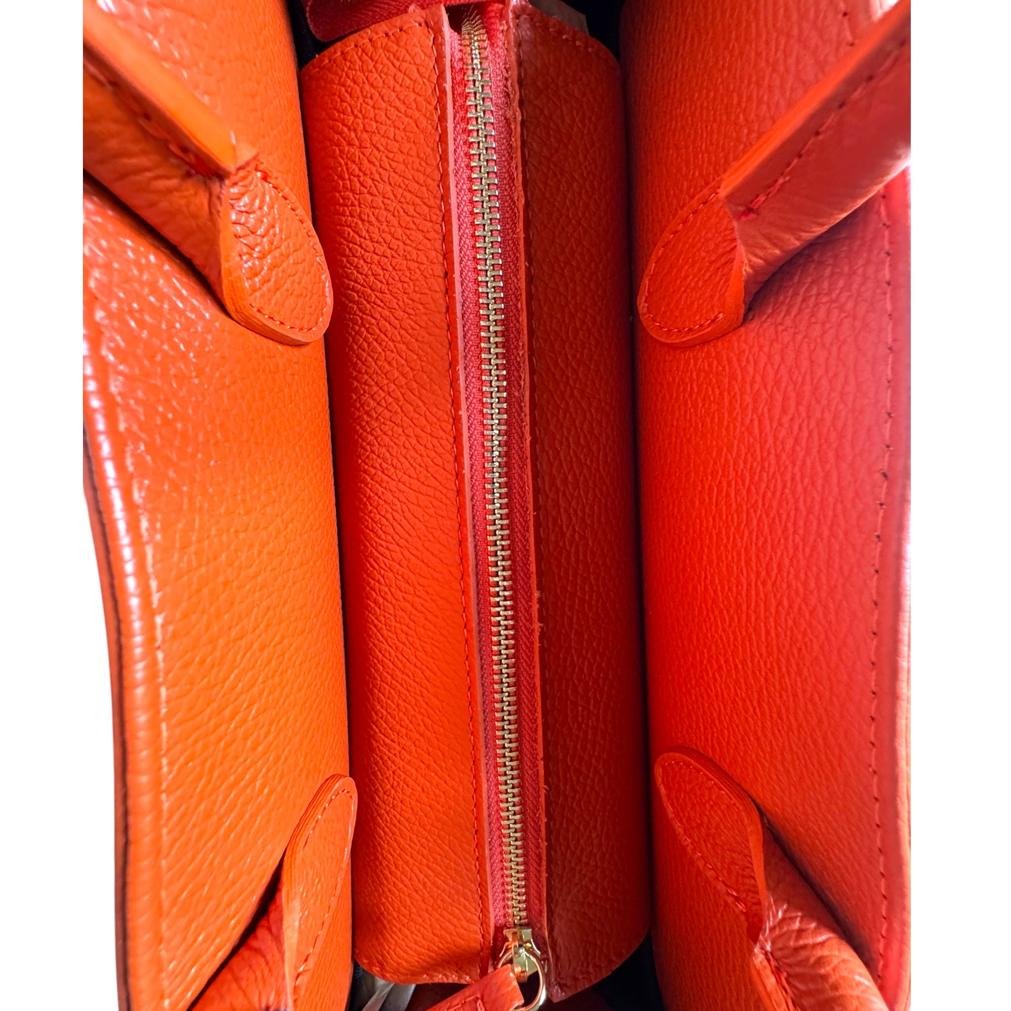 Luxury Italian leather top handle handbag with gold hardware