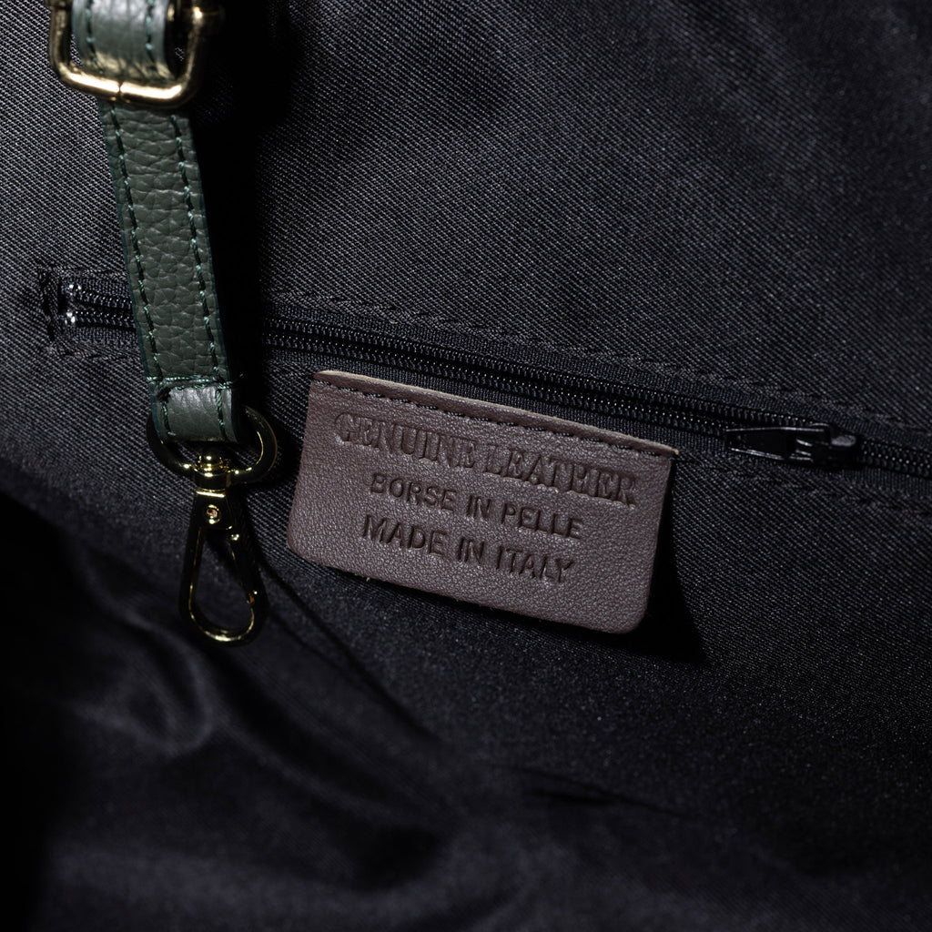 olive green italian leather handbag