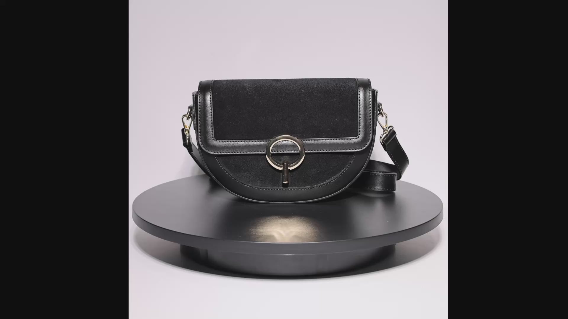 Italian suede and leather crossbody bag is handmade in Italy