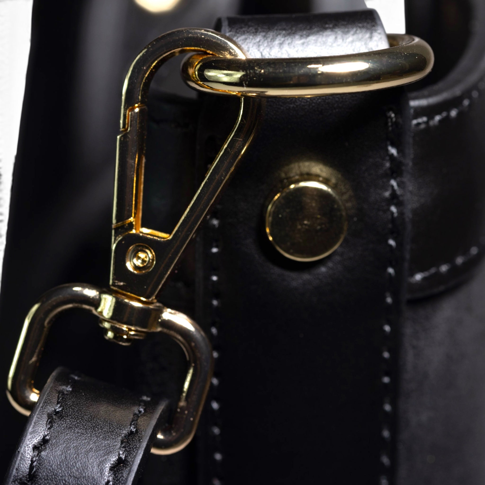 Siena gold tone hardware Italian leather handbag detail