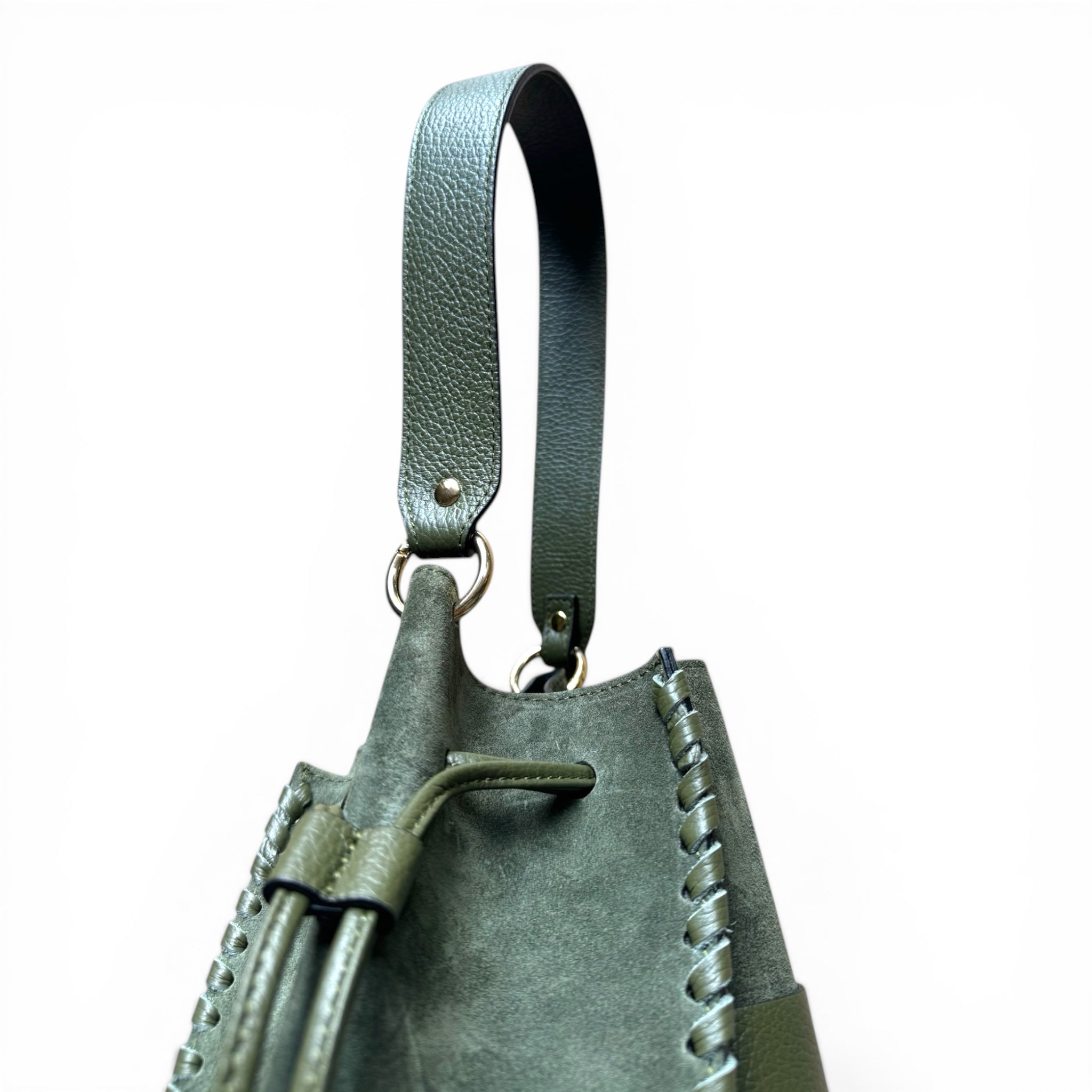 tella luxury suede leather bucket bag made in Italy