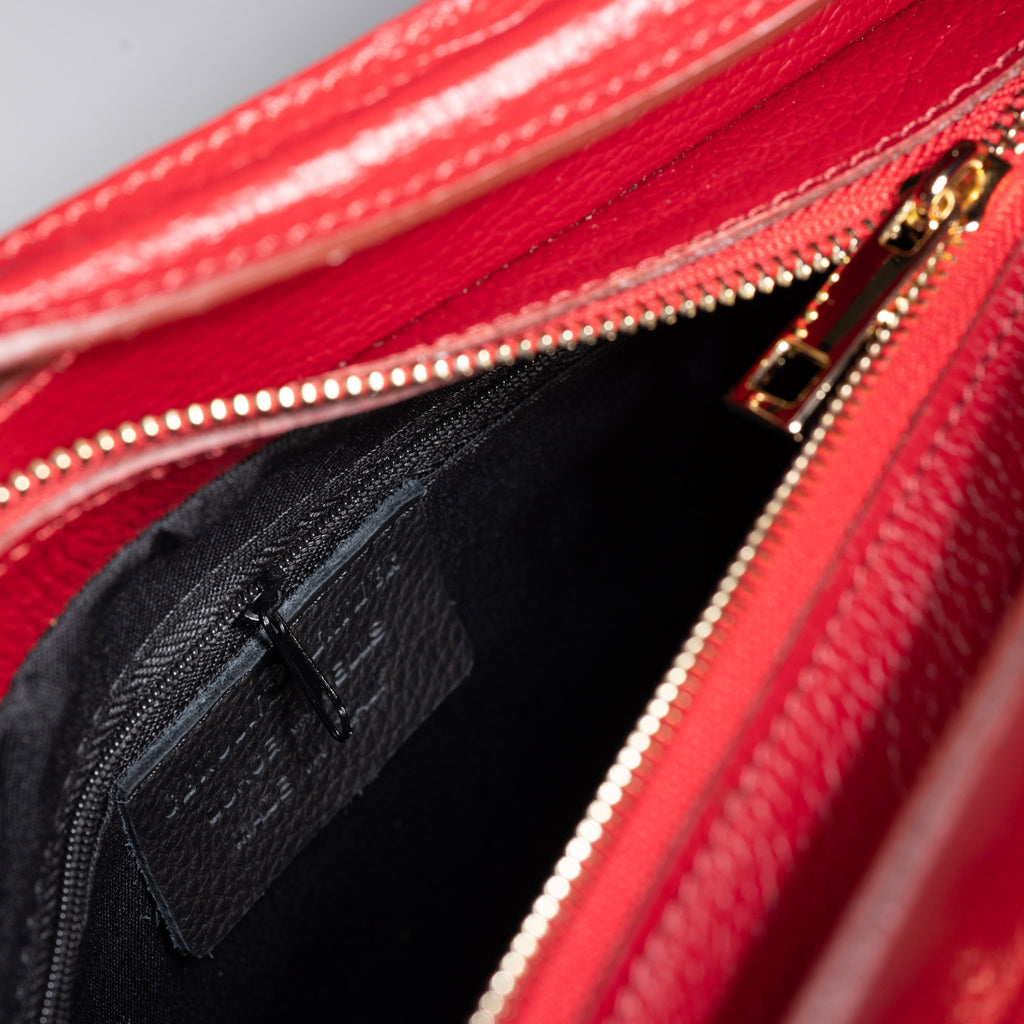 genuine leather bucket handbag detail