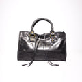 Handmade Italian distressed leather satchel back