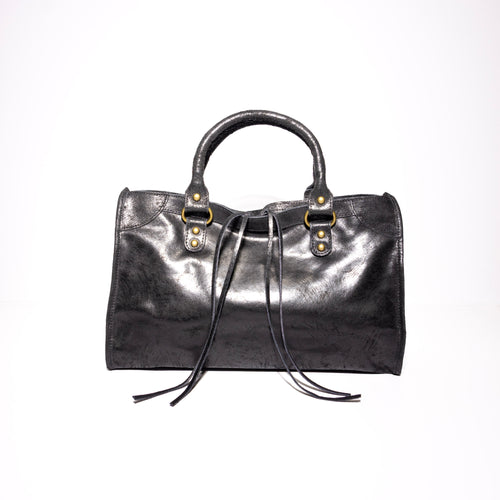 Handmade Italian distressed leather satchel back
