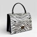 Zebra Print Italian Leather Handbag – Hair Calf Structured Top Handle Bag